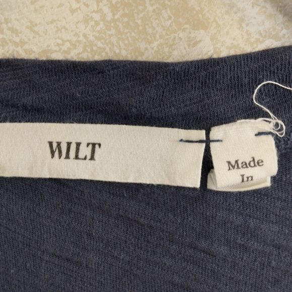 XS Wilt T-Shirt Dress Blue 100% Cotton TRAPEZE V-NECK SHIRT DRESS SHORT SLEEVES - Picture 4 of 8